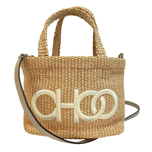 JIMMY CHOO Handbags - JIMMY CHOO 2-Way Basket Beach Tote Bag, Shoulder Beige, Women's
